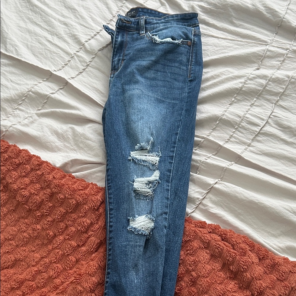 Judy Blue Distressed Ankle Jeans in Blue